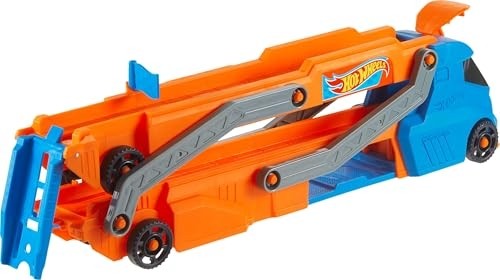 Odea Hot Wheels Tır - Yeni Hot Wheels Tır - Yeni, Fırlatıcısı Olan ve 40 Cm'lik Piste Dönüşen Kamyon, 9 Oyuncak Araba Sığabilir, 1:64 Ölçekli Araç Dahildir HYT83 görsel 3