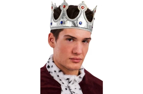 Resim Kral Tacı Gümüş Renk Kumaş Malzeme Yetişkin Boy 