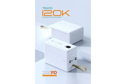 Resim Powerway 22.5W 120.000 Mah Hızlı Şarj Dahili Kablolu Trafo Powerbank 