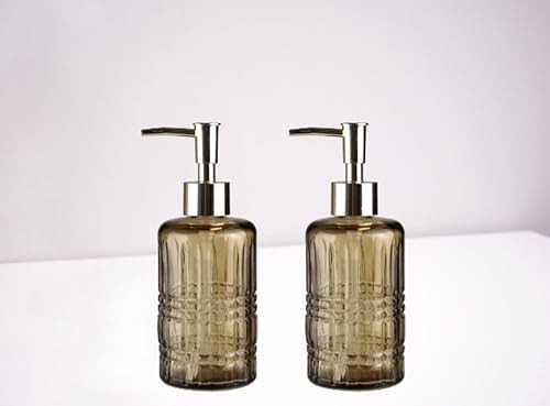 Prime Seti Cam Sıvı Sabunluk 2 Adet,kristal Desenli Kahverengi 300ML 6,8X17,6CM görsel 2