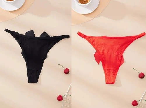 bebekokusu Tegan Büyük Beden Fantezi Kadın 2'li Fiyonklu Halkalı Tanga TG270044-B görsel 2