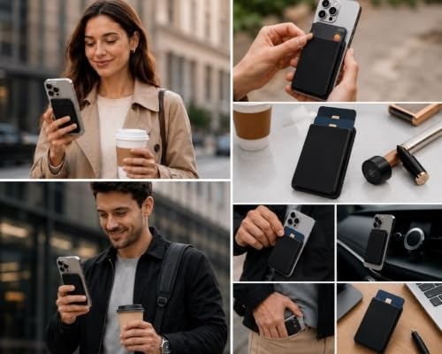1001 Magsafe Uyumlu Manyetik Kartlık Cüzdan, 2 Kart Kapasiteli Telefon Kartlığı, Güçlü Mıknatıs görsel 4