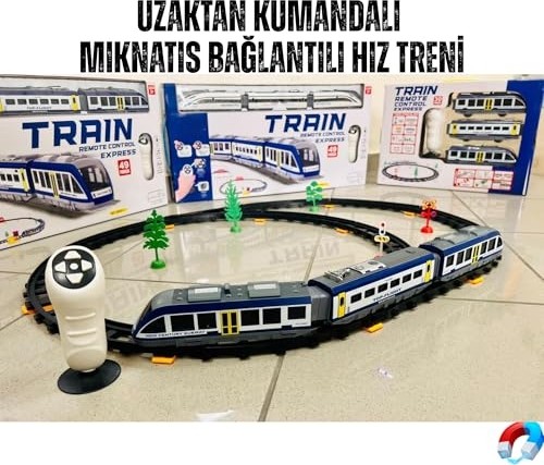 Aesco Giffy/uzaktan Kumandalı Manyetik Hız Treni Sesli Işıklı Pilli Mıknatıs Bağlantılı 39 Parça Pilli Demiryolu Tren Set görsel 2