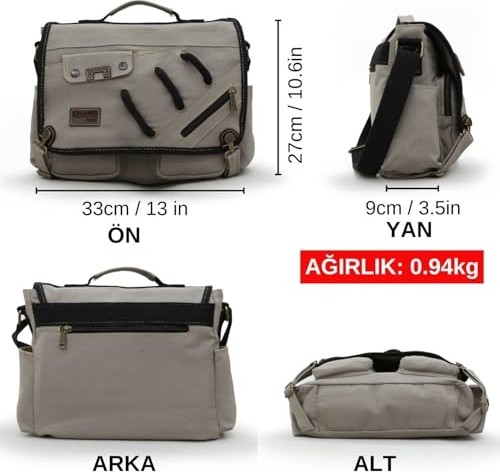 1001 4017 14" Laptop Postacı Okul Çantası Unisex Kilitli Çok Cepli Omuz Askılı Çanta görsel 4