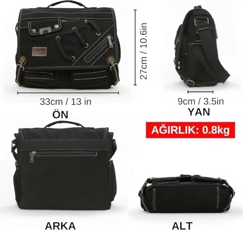 1001 4017 14" Laptop Postacı Okul Çantası Unisex Kilitli Çok Cepli Omuz Askılı Çanta görsel 3