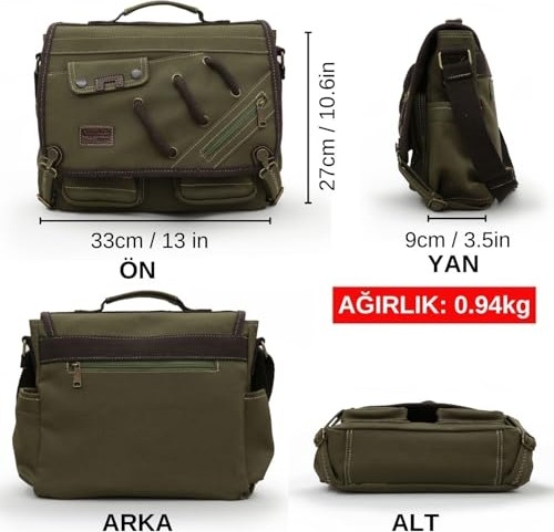 1001 4017 14" Laptop Postacı Okul Çantası Unisex Kilitli Çok Cepli Omuz Askılı Çanta görsel 3