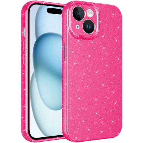 Teknomoda Apple iPhone 15 Kılıf Kamera Korumalı Simli Lüks Işıltılı Silikon