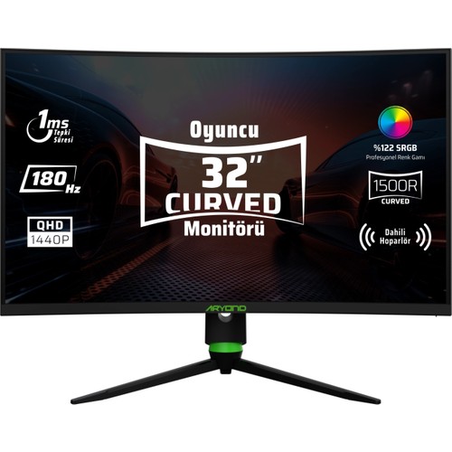 Monster Aryond A32 V2 32'' 2560 x 1440 QHD 180Hz Curved VA Oyuncu Monitörü 1 ms Tepki Süresi