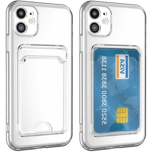 Kvy Iphone 12 Mini Kamera Korumalı Kartlıklı Setra Şeffaf Silikon Kılıf