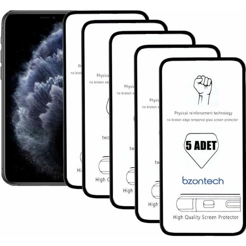 Bzontech iPhone 11 Pro ile Uyumlu Ekran Koruyucu Tam Kaplayan 5li Set