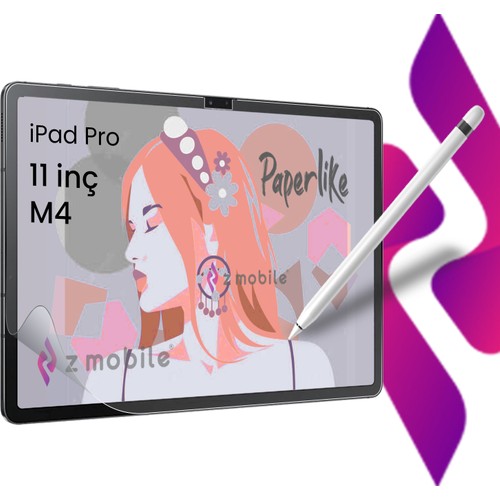 Zore Apple ile uyumlu iPad Pro 11 2025 M5 Zore Paper-Like Ekran Koruyucu Şeffaf