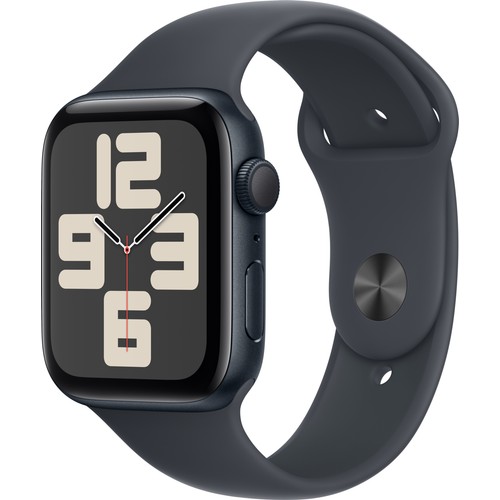 Apple Watch SE GPS, 44 mm Gece Yarısı Alüminyum Kasa ve Gece Yarısı Spor Kordon - S/M