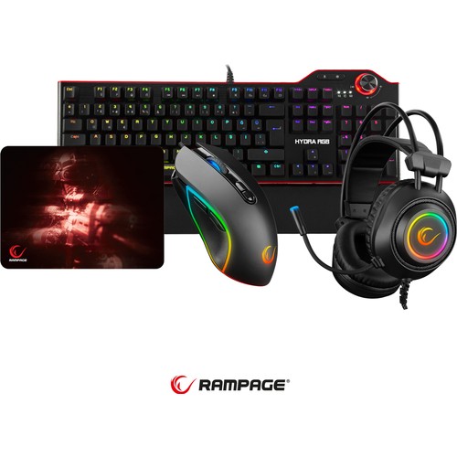 Rampage Hydra R6 Switch RM-K19 Kulaklık Makrolu Rgb Mouse + Mousepad 4lü Oyuncu Seti
