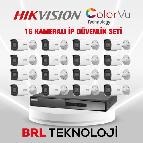 Hikvision 16 Kameralı 4 Mp Colorvu İp Güvenlik Kamera Seti (Dahili Mikrofonlu)