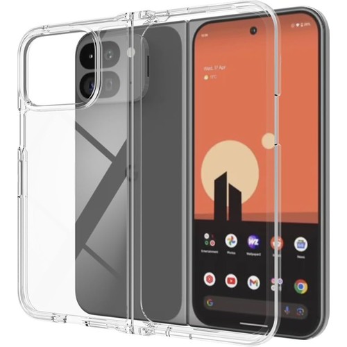 Microcase Google Pixel 9 Pro Fold ile Uyumlu Sert Kristal Kapaklı Kılıf Şeffaf