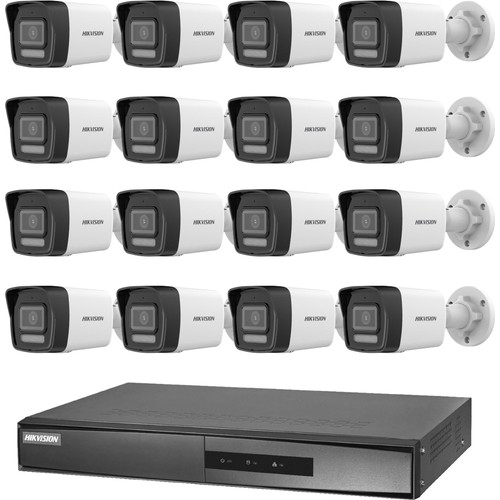 Hikvision 16 Kameralı 2 Mp Hybrid Light Ip Güvenlik Kamera Seti (Dahili Mikrofonlu)