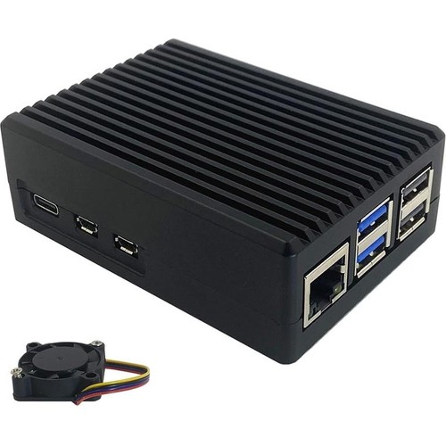 Tls Robotik Raspberry Pi 5 Için Dört Hatlı Fanlı Metal Alüminyum Kasa