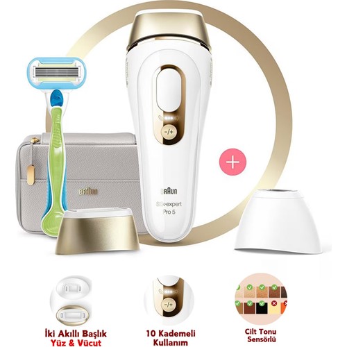 Braun 2 Akıllı Başlık Yüz Vücut Yeni Nesil Kablolu Ipl Lazer Epilasyon Cihazı Cilt Tonu Sensörlü