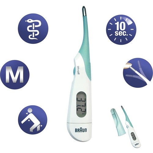 Braun PRT1000 Dijital Ateş Ölçer Çocuklar için Güvenli BPA İçermeyen 10 Saniyede Hızlı Ölçüm