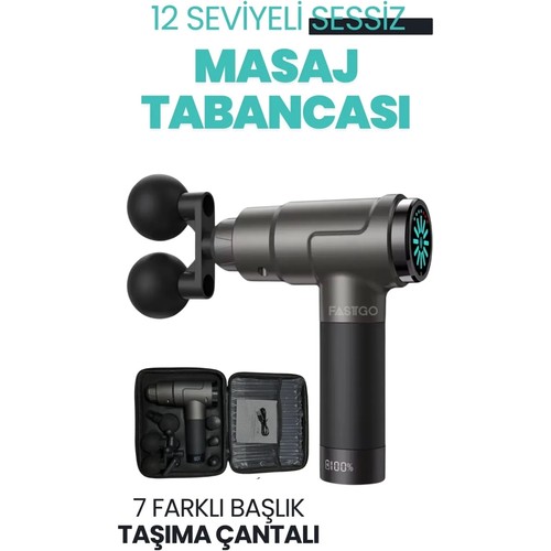 Fastgo Dokunmatik Ekranlı Sessiz Çalışan Profesyonel Masaj Tabancası Fırçasız Motorlu Şarjlı Alet
