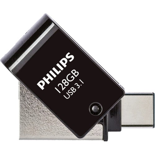 Philips 128 GB USB 3.1 Type-C 2’si 1 Arada Çift Girişli Metal USB Bellek