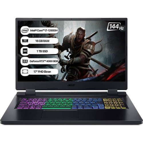 Acer Nitro 5 I7 16GB 1tb SSD RTX4060-8GB Dos 17.3" 144Hz Taşınabilir Bilgisayar