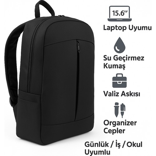 Northern Fashion 15.6" Notebook Bilgisayar Laptop Sırt Çantası Su Geçirmez Kumaş ve Fermuarlı Laptop Çantası 1