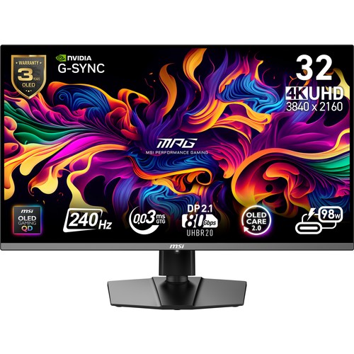 Msi 31.5" MPG QD-OLED (UHD) 16:9 FLAT QD-OLED 240HZ 0.03MS G-SYNC COMPATIBLE GAMING MONITOR