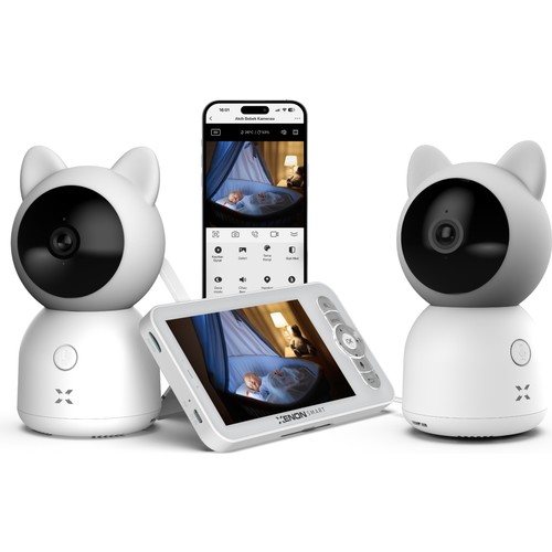 Xenon Smart Akıllı Çift Bebek Kameralı Dijital 5'' LCD Monitörlü Sıcaklık ve Nem Ölçen Ninni Çalan Görüşlü Bebek İzleme Monitörü