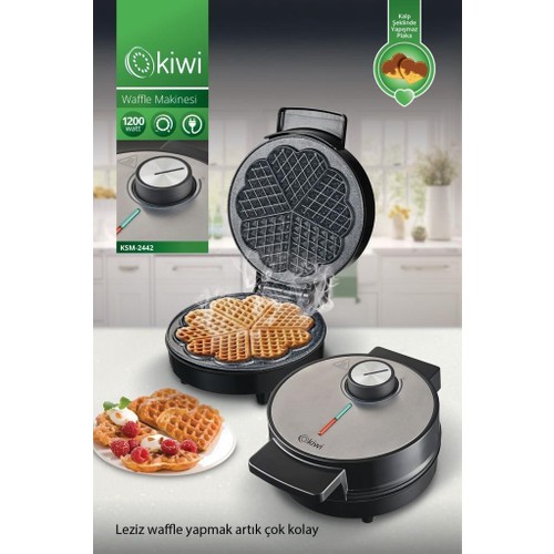 Kiwi KSM-2442 Yapışmaz Plakalı Paslanmaz Çelik Waffle Makinesi