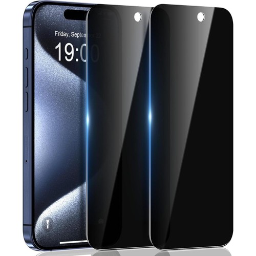 Fibaks Apple iPhone 15 Pro Uyumlu Tam Kapatan Tamperli Hayalet Gizlilik Filtreli Ekran Koruyucu