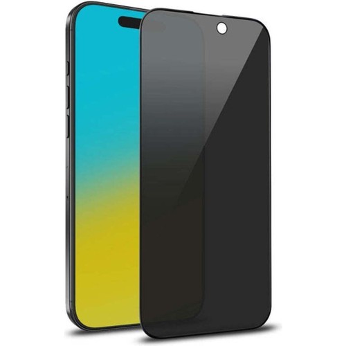 Fibaks Apple iPhone 16/14 Pro/15 Hayalet Gizlilik Filtreli 150C Antistatik Ekran Koruyucu Tam Kapatan Temperli Kırılmaz 