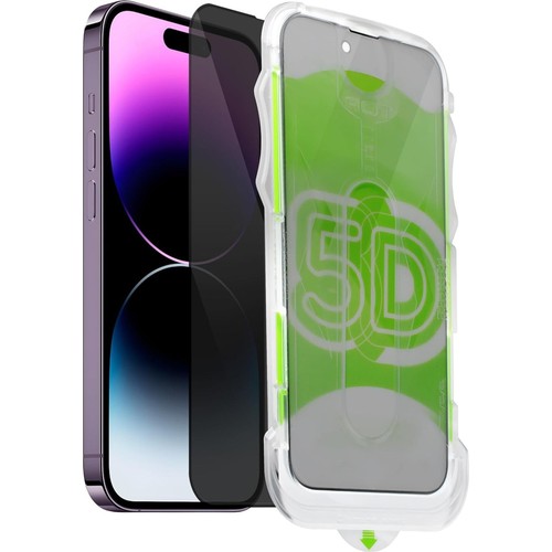 Fibaks iPhone 14 Pro Max/15 Plus Kolay Uygulama Aparatlı Çerçeveli Tam Kapatan Hayalet Ekran Koruyucu