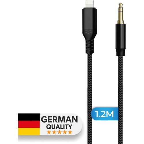 Woyax 1.2 mt Lightning Aux 3.5 mm Ses Kablosu Dayanıklı Tasarım ve Geniş Uyumluluk