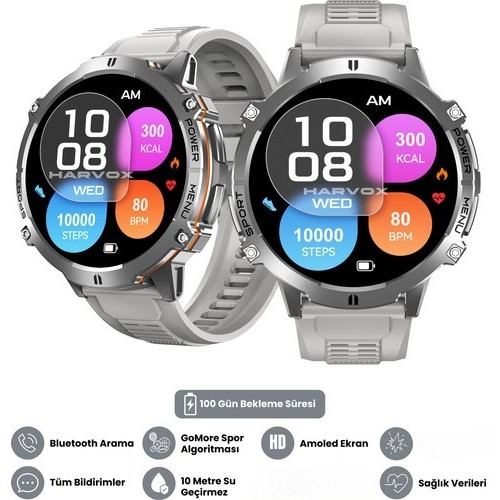 Harvox Watch X2 Pro Akıllı Saat 1,72 inç Ekran Bluetooth Bağlantısı ile Kalp Ritmi ve Tansiyon Ölçer