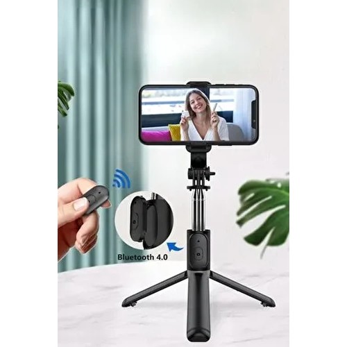 Toyfest 1 Adet Masaüstü Tripod Olabilen Telefon Tutuculu Kablosuz Kumandalı Selfie Çubuğu