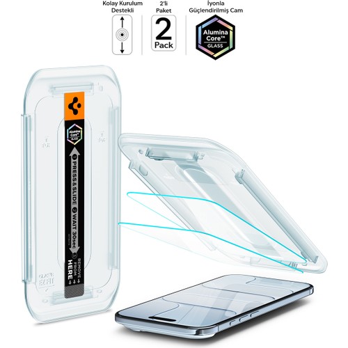Spigen iPhone Air ile Uyumlu Ekran Koruyucu Kolay Kurulum Glas.tR EZ Fit (2 Adet)