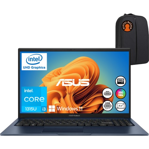 Asus Vivobook 15 Intel Core I3 1315U 16GB 512GB SSD W11 15.6" Taşınabilir Bilgisayar + Djt Çanta