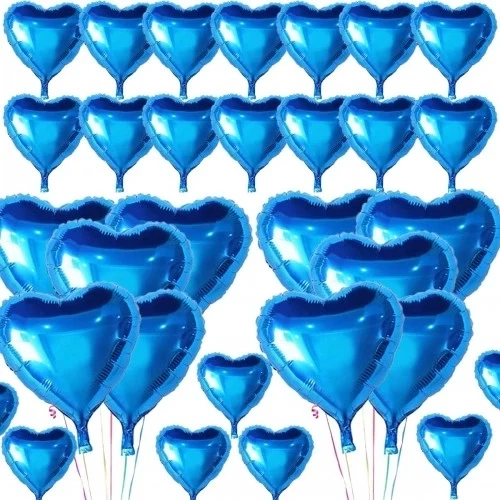 Resim Metalize Mavi Kalp Folyo Balon 