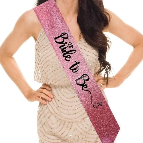 Resim Pembe Siyah Alyanslı Bride To Be Kuşak Kemer 