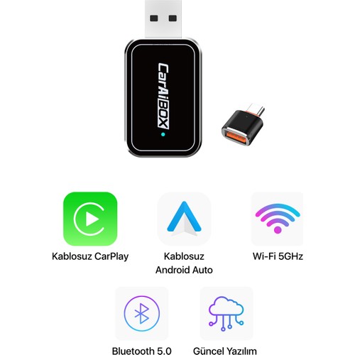 Metontech Mini Kablosuz CarPlay Android Auto Dönüştürücü