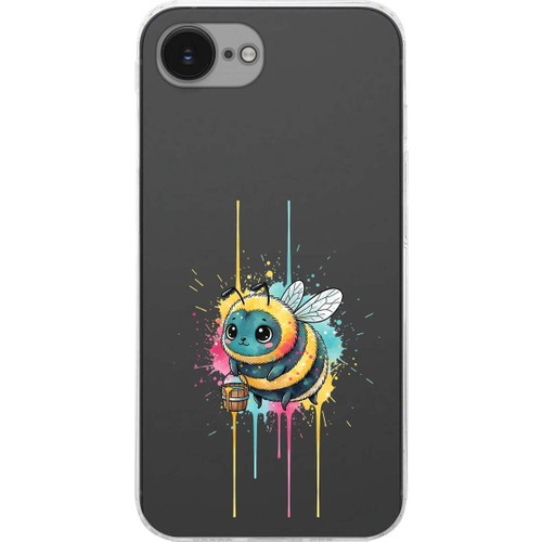 PrintiFy iPhone 16E ile Uyumlu Splash Arı Tasarımlı Şeffaf Silikon Kılıf