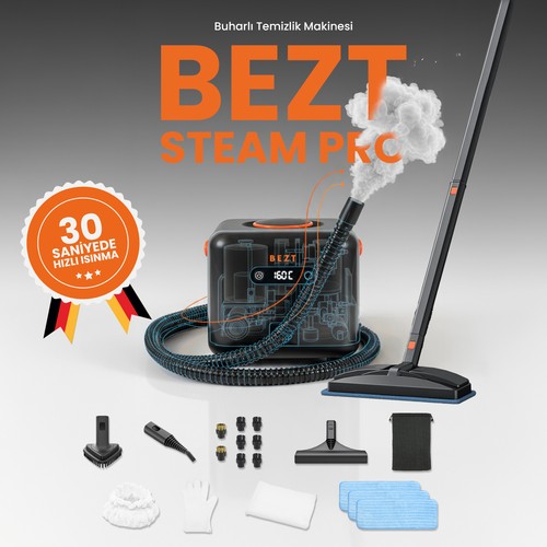 Bezt Steam Pro Buharlı Temizlik Makinesi 30 Saniyede Hızlı Isınma 4,5 Bar 1650 W