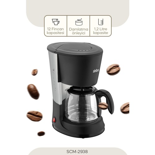 Sinbo SCM-2938 Filtre Kahve Makinesi 1.2 L Kapasite, Hazne ve Damlama Emniyeti ile