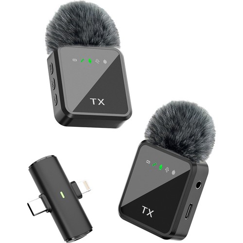 Matechno Kablosuz Tüylü Yaka Mikrofonu iPhone Type-C Pc Tablet Video Kayıt Vlog Mikrofon Lightning Usb-C Çıkış