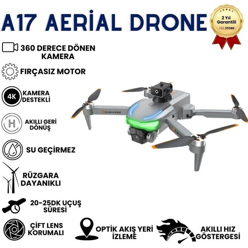 Hızlı Store A17 Drone, Katlanabilir, Akıllı 4K Kameralı,360 Derece Roll, Havada Sabitlemeli Yüksek Hızlı Drone