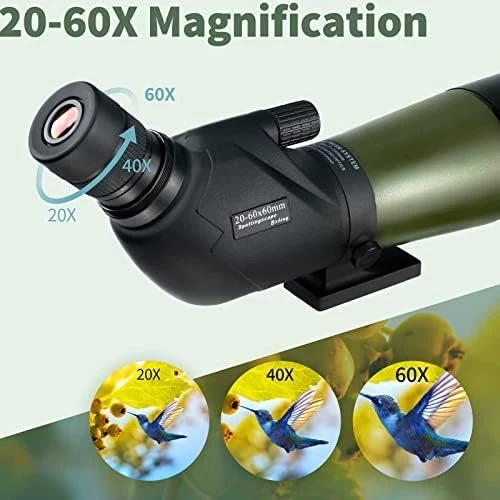 Resim Storemax 20-60X60MM Su Geçirmez Darbeye Dayanıklı Spotting Kapsam ve Digiscoping Adaptörü Bak4 Prizmalar Hedef Çekim Avcılık Kuş Gözlemciliği Yaban Hayatı Manzara 