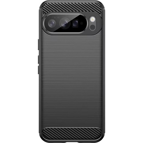 Microcase Google Pixel 10 Pro Xl ile Uyumlu Brushed Carbon Fiber Silikon Kılıf
