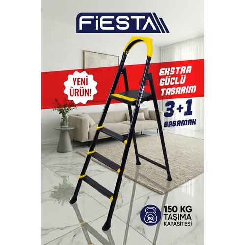 Fiesta Nova 3+1 Metal Basamaklı EXTRA GÜÇLÜ ÖZEL TASARIM Pratik Merdiven