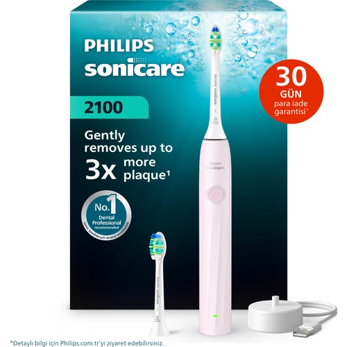 Philips Sonicare 2100 Serisi Şarjlı Diş Fırçası Toz 3 Kat Plak Temizliği, 14 Gün Şarj Ömrü, 2 Hız Ayarı, +1 Başlık Hediyeli